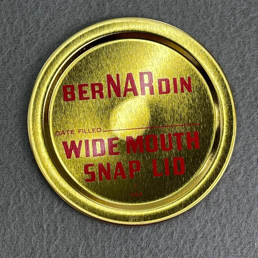 Bernardin Wide Mouth Snap Lids Vintage Gold Tin Canning Jar Lids 12 Count Box